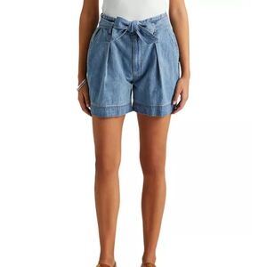 Ralph Lauren pleated/paperbag cotton denim shorts